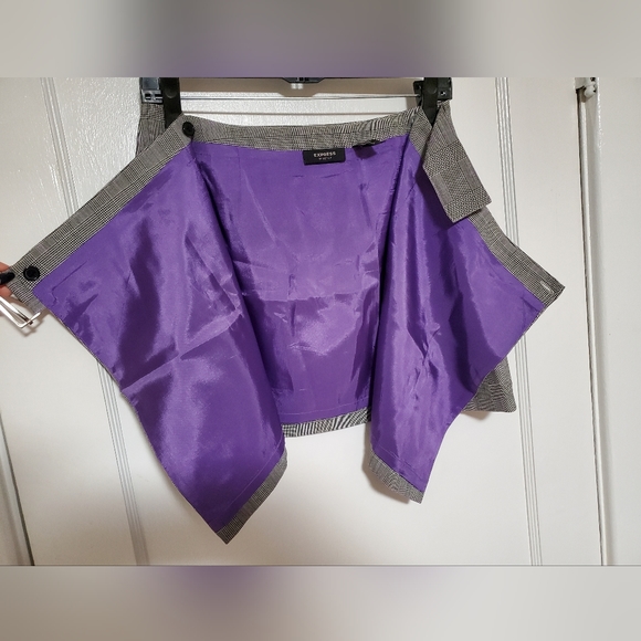 *vintage* Y2K Express gray/purple plaid wrap skirt with buckle size 3/4 - Picture 4 of 11